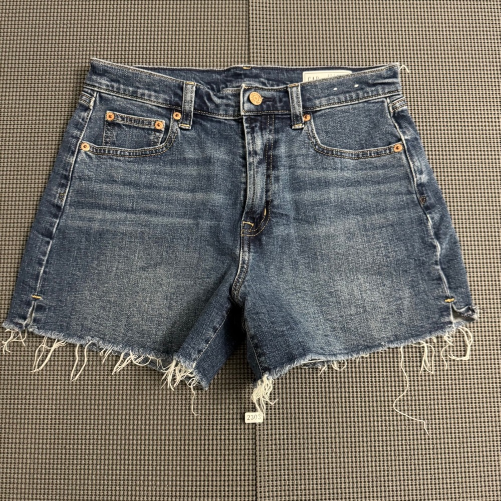 Gap 4 Girlfriend Short High Rise Denim Cut Off Blue Jean Shorts Size 27 4R